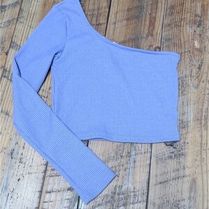 Better Be Lavender One Shoulder Ribbed Crop Top Size S